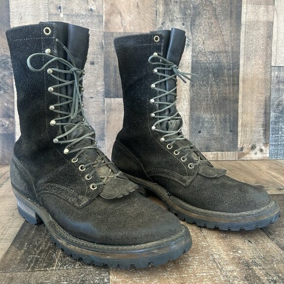 Whites Smokejumper Roughout Logger Packer Plain Toe Work Boots Mens 13 E - Picture 1 of 12
